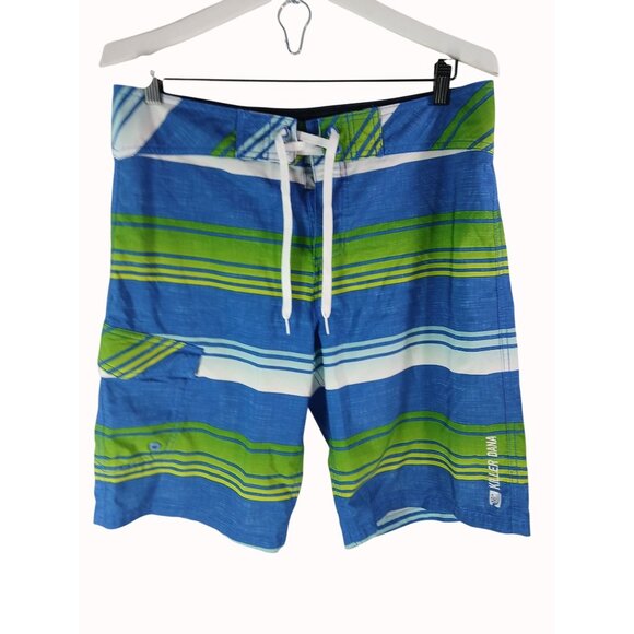 Killer Dana Other - Killer Dana Mens Blue Green Ombre Striped Swim Board Shorts Size 34 Pocket